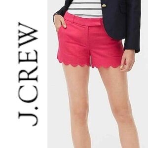 J. Crew Factory High Waist Scalloped Shorts - Red